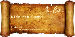 Klárik Csaba névjegykártya